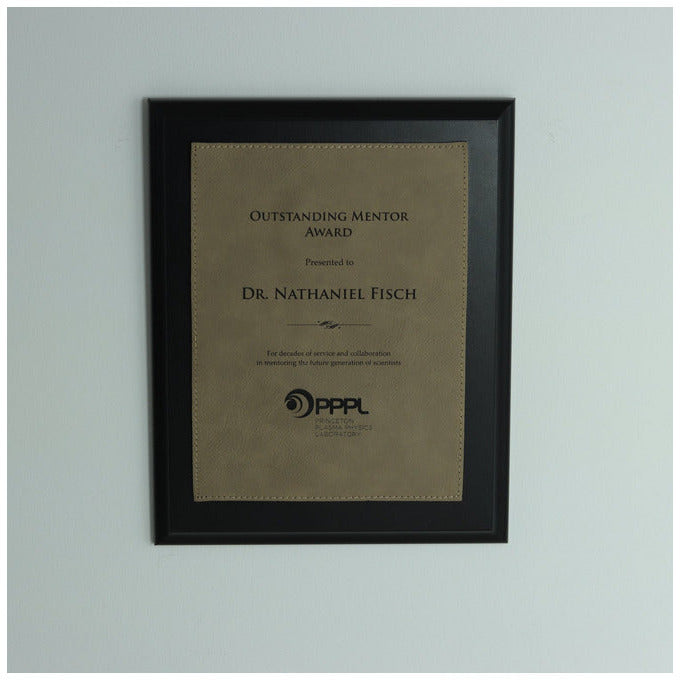 Ebony Laminate Plaque with Light Brown Leatherette Plate